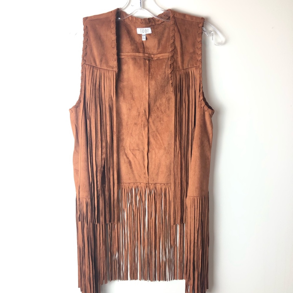 Tobi | Fringe Boho Faux Suede Vest Sz M